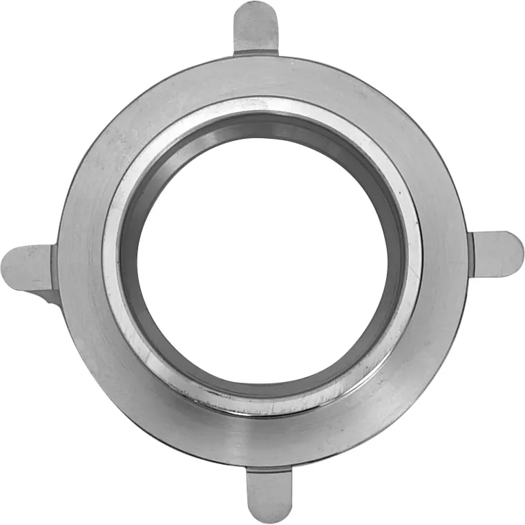 The Mazzer SRO0POA08/AQQ Grinding Burr Holder is a metallic circular component with a central hole and three evenly spaced tabs around the edge, shown from above on a white background. © 2025 1st-line.com