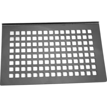 The Nemox 236127 Drip Tray Cover is rectangular with evenly spaced square holes in a grid pattern and has a slight lip on one side. © 2025 1st-line.com