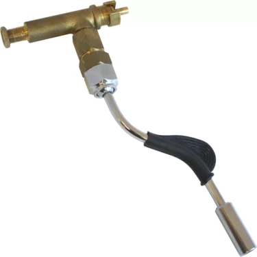 The Nemox KCF005 Steam / Hot Water Dispenser Spout features a brass torch attachment with a curved nozzle, black grip handle, and adjustable valve for gas flow control—ideal for dispensing steam or hot water. © 2025 1st-line.com