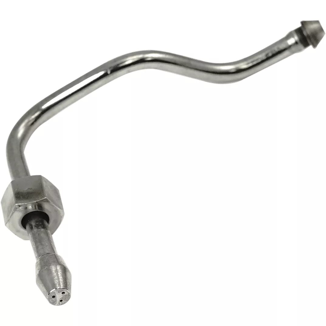 The Ponte Vecchio 610-S8001 Steam Wand - Lusso features a curved metal tube with a hexagonal fitting and a multi-hole nozzle, providing precision similar to a steam wand—displayed against a white background. © 2025 1st-line.com