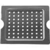 The Ponte Vecchio P4792 Drip Tray Cover for Export is a rectangular metal plate with a raised border, evenly spaced round holes in a grid, and two semicircular cutouts on opposite sides. © 2025 1st-line.com