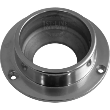 The Quamar Q170108 Fixed Blade Holder - T48 is a metal circular flange with a wide rim, three mounting holes, and a central opening where the T48 logo is faintly visible. © 2025 1st-line.com