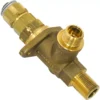 The Rancilio 10060105 Steam Valve is a brass valve with three threaded connectors, a hexagonal nut, and cylindrical fittings on each end for joining or controlling fluid flow in pipes. © 2025 1st-line.com