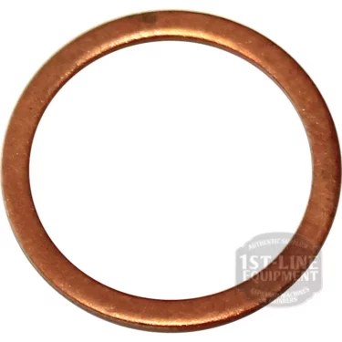 The Rancilio 27-350-001 Copper Gasket for Steam Wand - Silvia is a round, flat copper washer with a central hole, shown on a white background and featuring a faint logo watermark in the bottom right corner. © 2025 1st-line.com