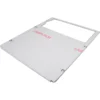 The Rancilio 32330363 Top Body Panel is a white rectangular metal panel with rounded corners, screw holes, and a large rectangular cutout. LASER-FILM is printed in red on the surface. Compatible with Rancilio machines. © 2025 1st-line.com