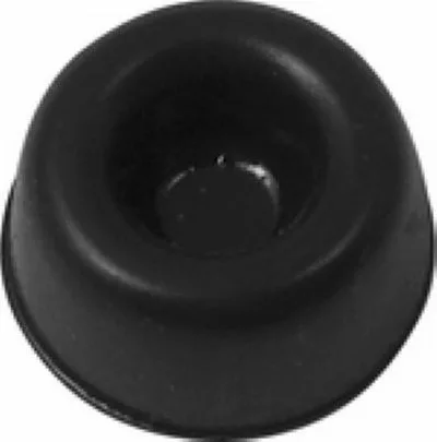The Rancilio 36310008 Support / Foot / Leg is a black, round rubber foot with a recessed center, designed to prevent slipping or scratching on surfaces when used on electronics or Rancilio machines. © 2025 1st-line.com