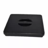 The Rancilio 38120040 Bean Hopper Cover for MD40 Grinder is a square, black plastic lid with a recessed circular handle in the center, shown against a white background. © 2025 1st-line.com