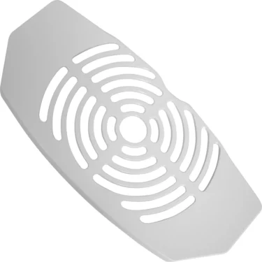 The SPM 02.NI0028.001 Drip Tray Grid for Nina is a white, oval plastic mat with concentric cutouts and a circular center, ideal for use as a bathtub or shower drain cover. © 2025 1st-line.com