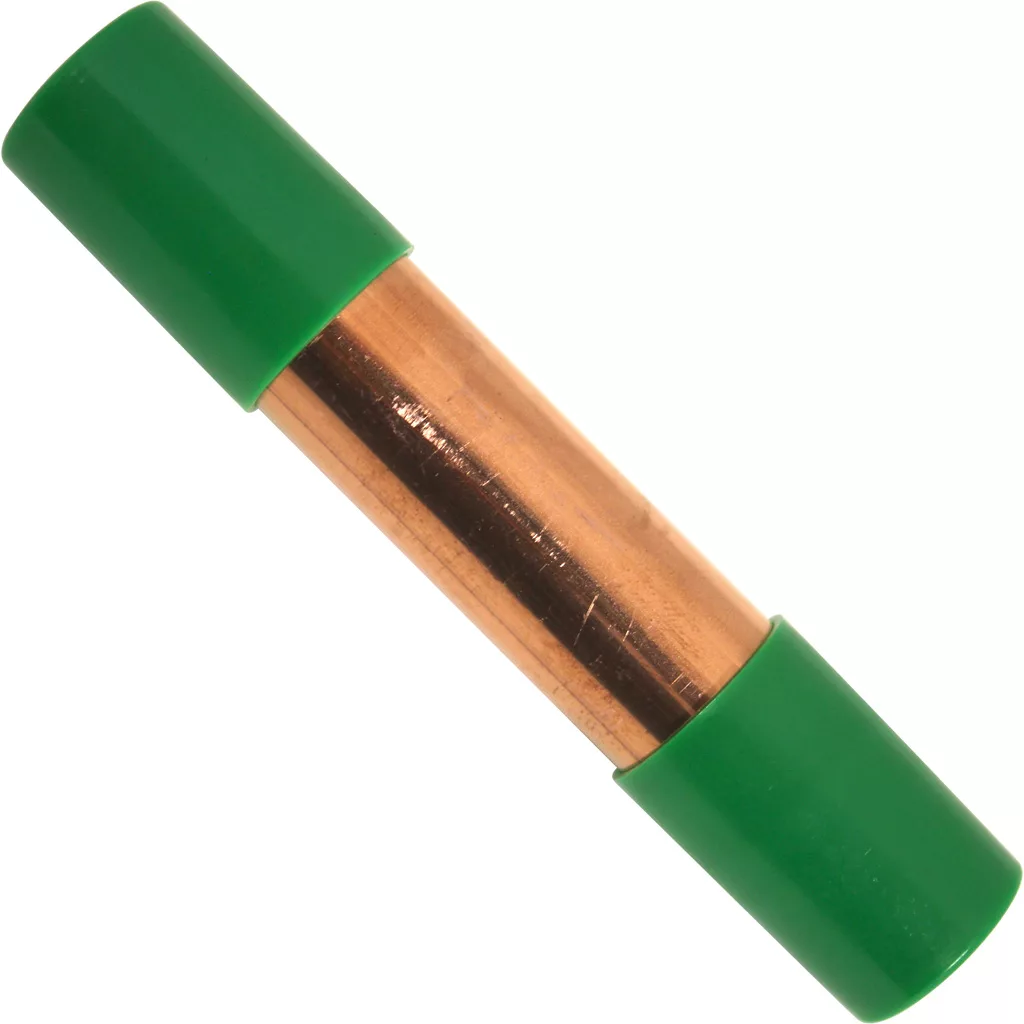 The SPM Filter for Nina is a cylindrical copper connector with green plastic caps on both ends, displayed against a plain white background. © 2025 1st-line.com