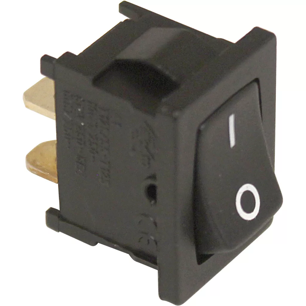 The SPM Switch for Nina is a black rectangular switch with I (on) and O (off) symbols, designed with three metal prongs for wiring connections. © 2025 1st-line.com