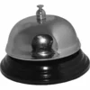 The Table/Desk Bell, 3.5 Base - chrome plated, features a classic look with a black base and is typically used at hotel reception desks or counters. Shown isolated on a white background. © 2025 1st-line.com