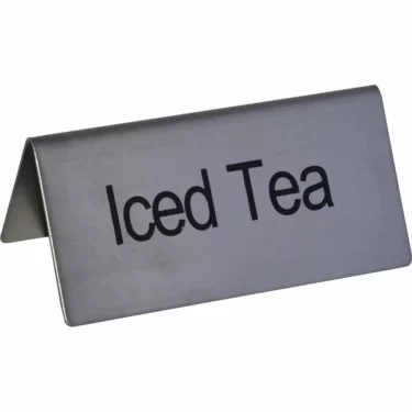 The Update International Iced Tea Tent Sign is a metal, tent-style sign with Iced Tea printed in bold black letters. © 2025 1st-line.com