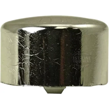 The VBM ELETPULTASCRD Chromed Oval Button is a shiny, metallic, round button with a domed top and flat sides. It has visible scratches and reflections on its surface and is photographed against a plain background. © 2025 1st-line.com