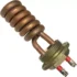 The VBM ELETRESD1611 is a coiled copper 1600W heating element with a threaded brass base and dual red terminals, designed for 110V systems. © 2025 1st-line.com