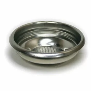 The VBM FILT1TB 1-Cup Filter Basket is a stainless steel basket with a perforated base, designed to hold ground coffee in espresso machines. © 2025 1st-line.com
