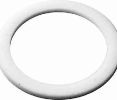 The VBM GUARRESPICTEF Heating Element Gasket is a plain white rubber O-ring, smooth and circular, shown from above on a white background. © 2025 1st-line.com