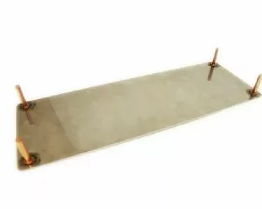 The VBM PIASPRMIDOMKI Water Level Plate is a rectangular glass shelf with four metal corner support rods, designed for wall mounting and perfect for organizing with the PIASPRMIDOMKI system. © 2025 1st-line.com