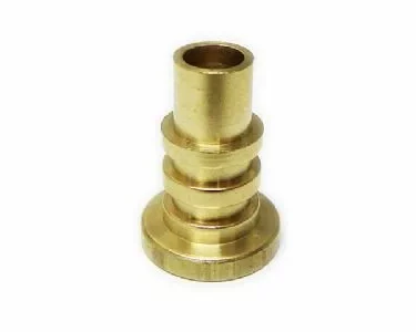 The VBM RACCBULASF Hot Water / Steam Valve Bush is a small brass connector with stepped cylindrical sections and a slightly flared base, compatible with VBM systems and shown on a white background. © 2025 1st-line.com