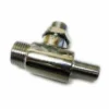 The VBM RACCCORUDOSU Steam / Water Valve Body is a metallic T-shaped fitting with threaded ends for connecting three pipes in plumbing or industrial systems, shown against a white background. © 2025 1st-line.com
