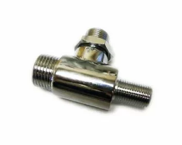 The VBM RACCCORUDOSU Steam / Water Valve Body is a metallic T-shaped fitting with threaded ends for connecting three pipes in plumbing or industrial systems, shown against a white background. © 2025 1st-line.com