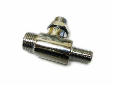 The VBM RACCCORUDOSU Steam / Water Valve Body is a metallic T-shaped fitting with threaded ends for connecting three pipes in plumbing or industrial systems, shown against a white background. © 2025 1st-line.com