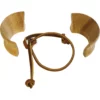Two wooden cuffs and a brown leather cord with a knot, inspired by the Chemex Wood Collar and Tie - Classic 3 cup, are arranged neatly on a white background. © 2025 1st-line.com