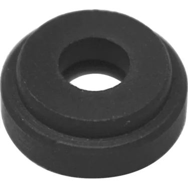 A Bezzera 5494002 Gasket D12 x 6 made of graphitized PTFE, shown at an angle to highlight its round, donut-like shape and flat bottom, similar in appearance to a black rubber grommet. © 2025 1st-line.com