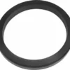 A black, circular Carimali Flat Filter Holder Gasket is displayed on a white background. The rubber ring appears smooth and solid, designed for compatibility with Carimali coffee machine parts. © 2025 1st-line.com