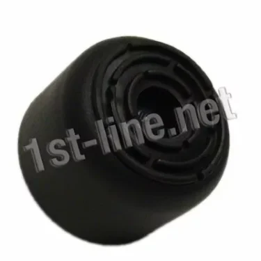 A black plastic or rubber Bezzera 7474210 Foot/Leg - BZ02 with a circular groove pattern on top, viewed at an angle, featuring the overlaid text 1st-line.net. © 2025 1st-line.com
