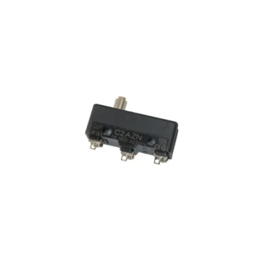 A black rectangular Elektra 04064035 Microswitch - Nino with a small metal actuator and three metal terminals is shown on a white background. © 2025 1st-line.com