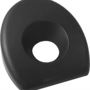 A black, rounded, wedge-shaped door stopper with a central hole holds doors open or prevents closing—offering stability comparable to the precise fit of the Ascaso MI..14 Upper Body Panel for I-1, I-1D, I-2, and I-2D models. © 2025 1st-line.com