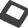 A black, square foam gasket with a central cutout—Ascaso MI..77 Gasket for Doser to Body (I-1, I-2, I-Mini, I-Steel)—is shown angled on a white background. © 2025 1st-line.com