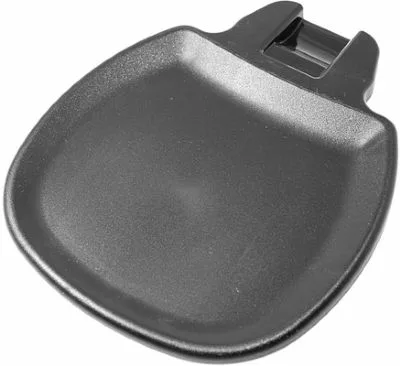 A black, square Mazzer SMI0PIB02 Grinds Catch Tray made of durable plastic with rounded edges and a slot for easy attachment. © 2025 1st-line.com