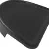 A black, wedge-shaped plastic object with a curved edge and small notch on one side, resembling the Ascaso MI..93 Grinds Catch Tray for I-1, I-1D, I-2, and I-2D models. © 2025 1st-line.com