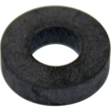 A close-up of a black, circular VBM GUARPICA Plane Gasket Cam with a central hole, resembling a rubber washer, placed on a white background. © 2025 1st-line.com