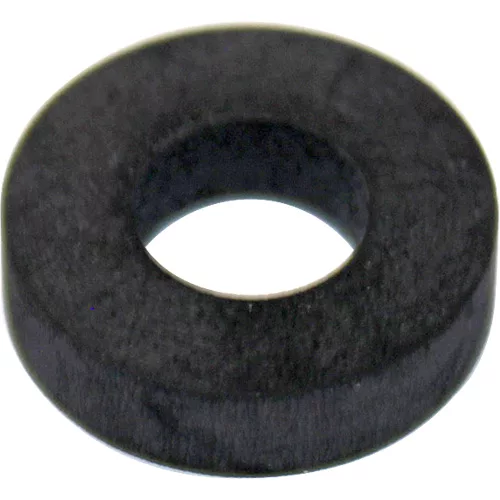 A close-up of a black, circular VBM GUARPICA Plane Gasket Cam with a central hole, resembling a rubber washer, placed on a white background. © 2025 1st-line.com