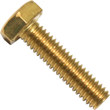 A close-up of a gold Bezzera 7826402 Screw for Safety Thermostat (TE M4X16 UNI 5739 OT - BZ02) with a threaded shaft, shown against a white background. © 2025 1st-line.com