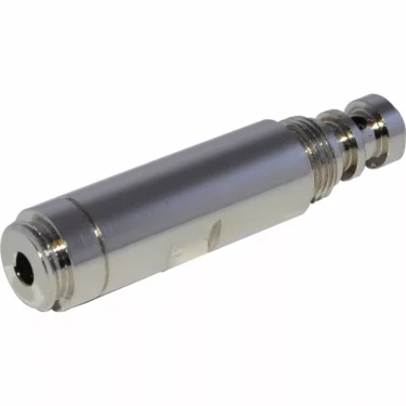 A close-up of a metallic audio adapter, echoing the precision of the Ascaso I2303C Supplement for Steam/Water Tap, featuring a 1/4 inch male plug and a 3.5mm female jack to connect headphones to audio devices. © 2025 1st-line.com