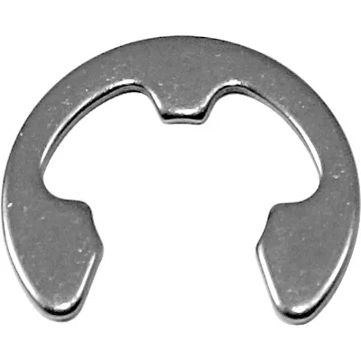 A close-up of a metallic Bezzera 7800601 Grouphead Lever Ring, a small C-shaped fastener with three prongs, commonly used to secure components onto a shaft or rod. © 2025 1st-line.com