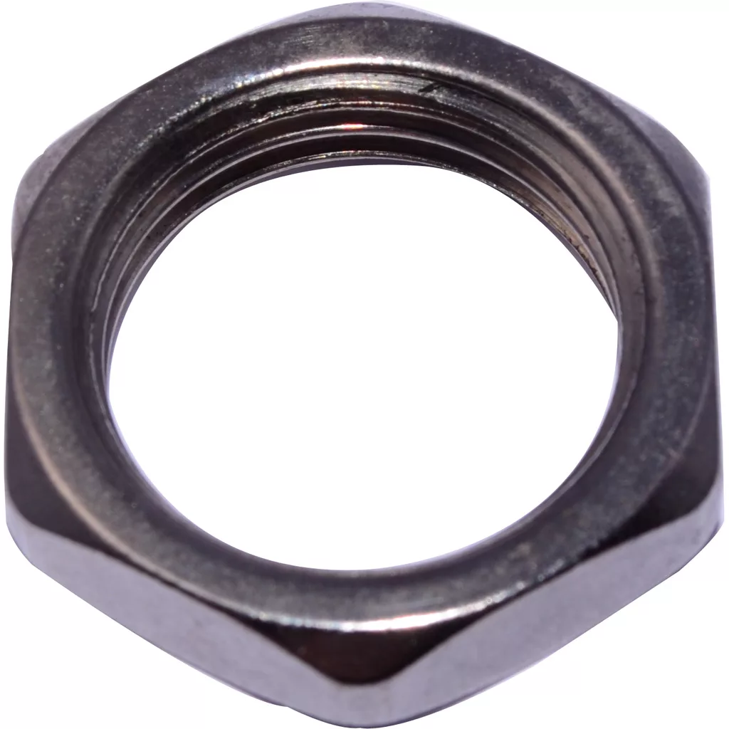 A close-up of a metallic hexagonal nut, like those used in the Pasquini T-2 T-2-20 - Livietta, showing its shiny surface and internal threading against a white background. © 2025 1st-line.com