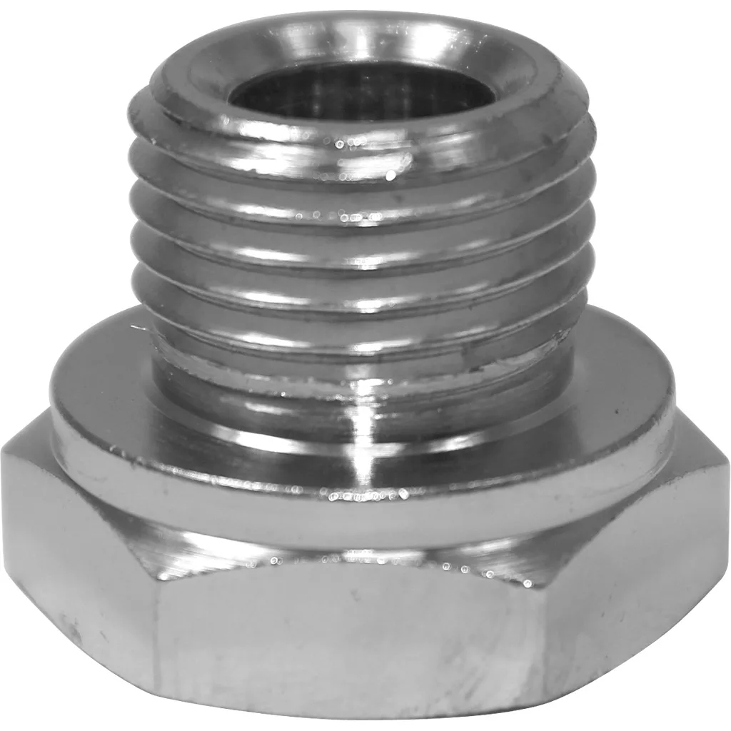 A close-up of a shiny VBM RACCTACHCASU Grouphead Cap hex nut with partial external threading, isolated on a white background. © 2025 1st-line.com