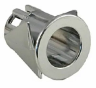 A close-up of the Ascaso MI..80 Support for Start / Stop Button, a shiny, metallic circular housing designed for installation in furniture, cabinets, or drawers—ideal for I-1, I-2, I-Mini, and I-Steel espresso machines. © 2025 1st-line.com
