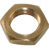 A close-up of the Bezzera 5221844 Pressure Gauge/Solenoid Valve Nut - D 1/8 G H3, a brass hexagonal locknut with internal threading, shown against a white background. © 2025 1st-line.com