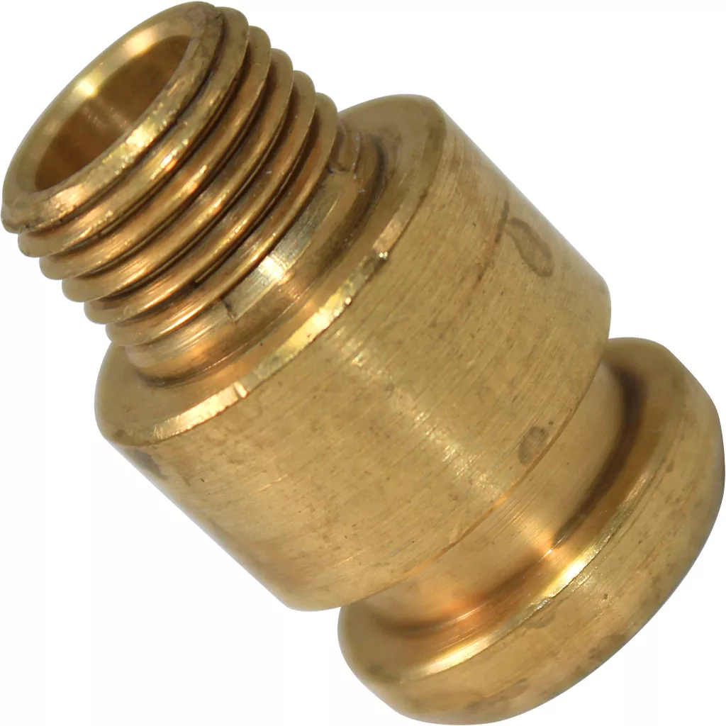 A close-up of the Bezzera 5224611 Gasket Holder (D 14.5x22 OT Ref: F 1744), showing its brass finish with external threading on one end and a smooth, cylindrical body—an essential espresso machine part—set on a white background. © 2025 1st-line.com