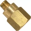 A close-up of the Bezzera 5225277 Drain Valve Fitting shows its smooth, shiny brass surface, threaded 1/8G male end, and a large hex-shaped nut for tightening. © 2025 1st-line.com