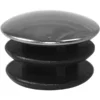A close-up of the Bezzera 5373915CM Portafilter End Cap, a round black plastic cap with a shiny domed top and two ridged rings, designed to cover open ends of tubes or Bezzera portafilters. © 2025 1st-line.com