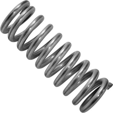 A close-up of the Bezzera 5471537 Spring D 46 x 130, featuring a tightly wound, shiny metallic coil positioned diagonally on a white background. © 2025 1st-line.com