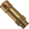 A close-up of the Bezzera 7452515 Safety Valve, featuring threaded ends and a copper washer, designed for regulating pressure in plumbing or mechanical systems. © 2025 1st-line.com