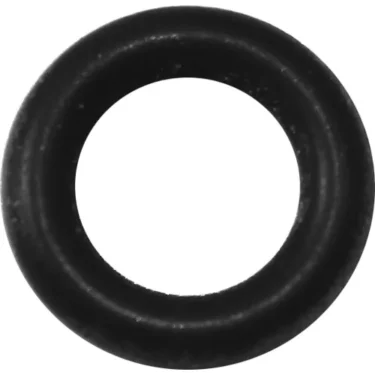 A close-up of the Bezzera 7496037 O-ring Gasket for Steam/Water Wand (D6 x 2 Viton, BZ02) shows its black rubber, circular design with a hollow center—ideal for secure seals in Bezzera steam wand assemblies. © 2025 1st-line.com