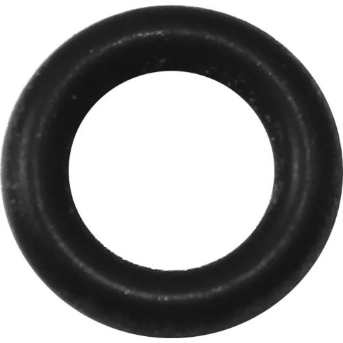 A close-up of the Bezzera 7496037 O-ring Gasket for Steam/Water Wand (D6 x 2 Viton, BZ02) shows its black rubber, circular design with a hollow center—ideal for secure seals in Bezzera steam wand assemblies. © 2025 1st-line.com